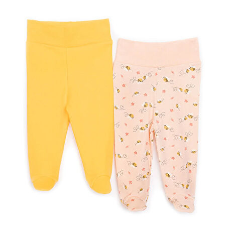 HelloBaby Yenidoğan Geniş Bel Güneş Desenli  2li Patikli Alt Kız Bebek