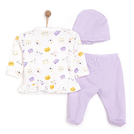HelloBaby Kız Zıbın-Şapka-Patikli Alt Kız Bebek