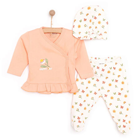 HelloBaby Kız Zıbın-Şapka-Patikli Alt Kız Bebek