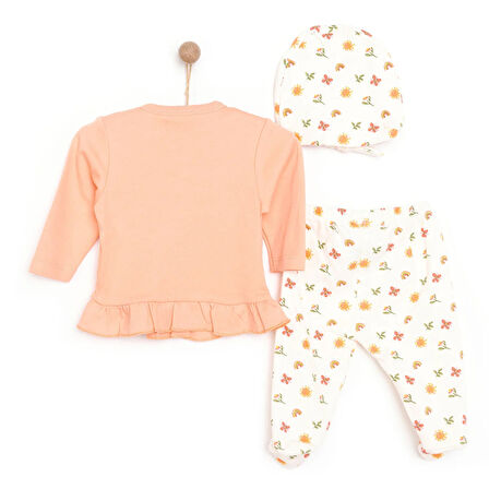 HelloBaby Kız Zıbın-Şapka-Patikli Alt Kız Bebek
