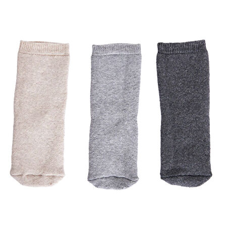 HelloBaby Kız Bebek 3lü Havlu Çorap Gri Melanj