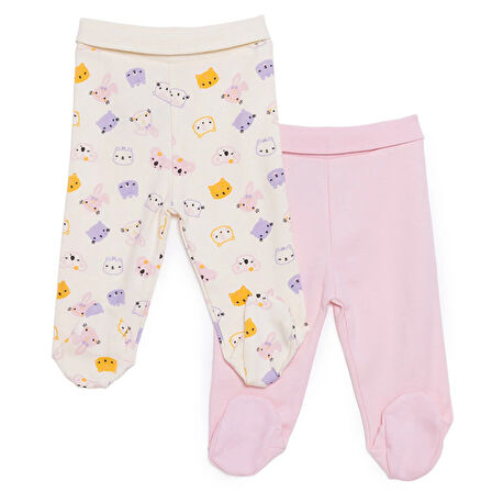 HelloBaby Kız Bebek Yenidoğan 2li Patikli Alt