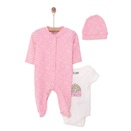 HelloBaby Kız Tulum-Body-Şapka Kız Bebek