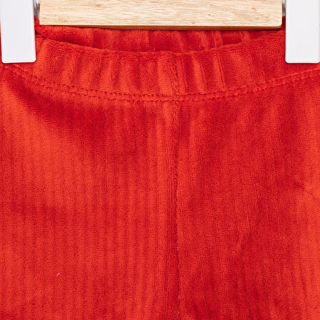 KRENN Kız Bebek Basic Tayt Kadife Reçme Paça Kırmızı