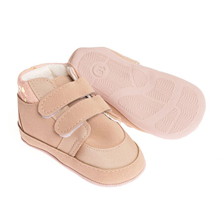 HelloBaby Kız Bebek Yürüme Öncesi Ayakkabı Suni Deri Bej