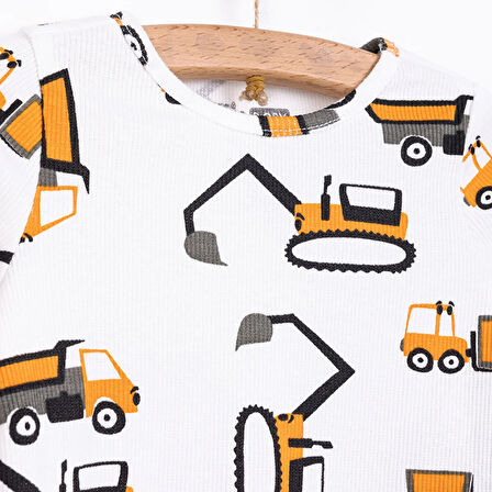 HelloBaby İş Makinaları Desenli Bisiklet Yaka  Kaşkorse Pijama Takımı