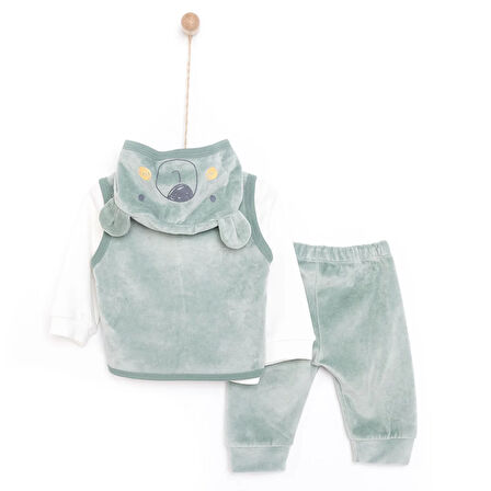 Little Life Yenidoğan -Body-Kadife Yelek Patiksiz Alt 3lü Takım Unisex