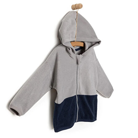 HelloBaby Basic Erkek Fermuarlı Kapüşonlu Polar Hırka Erkek Bebek