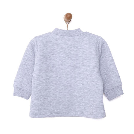 HelloBaby Unisex Hırka Kapitoneli Çıtçıtlı Gri Melanj