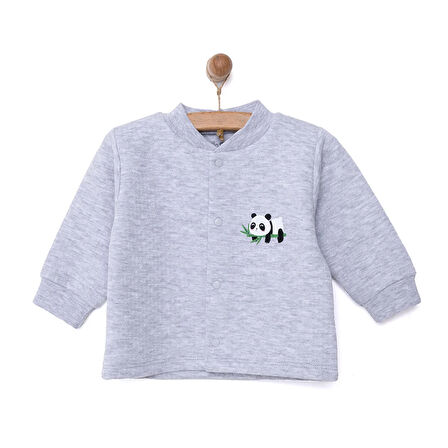 HelloBaby Unisex Hırka Kapitoneli Çıtçıtlı Gri Melanj