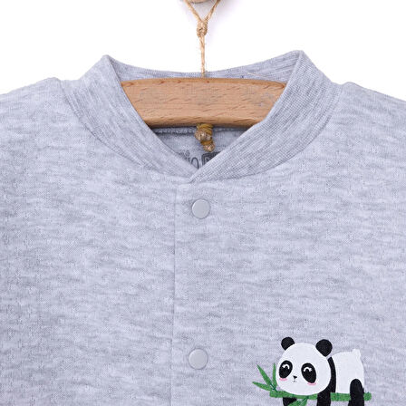 HelloBaby Unisex Hırka Kapitoneli Çıtçıtlı Gri Melanj