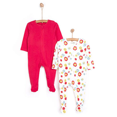HelloBaby Yenidoğan Kız  2li Patikli Tulum Kız Bebek