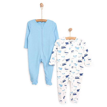 HelloBaby Yenidoğan 2li Erkek Patikli Tulum Erkek Bebek