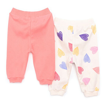 HelloBaby Kız Bebek Basic 2li Patiksiz Alt İnterlok Kalp Desenli Mor