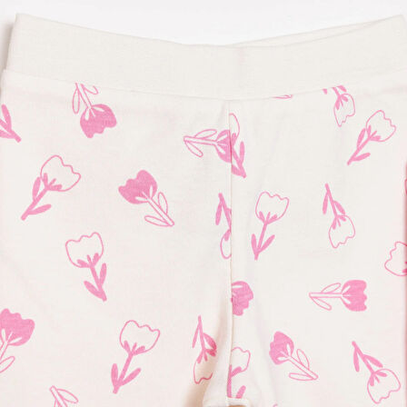 HelloBaby Kız Bebek Basic 2li Patiksiz Alt İnterlok Lale Desenli Fuşya