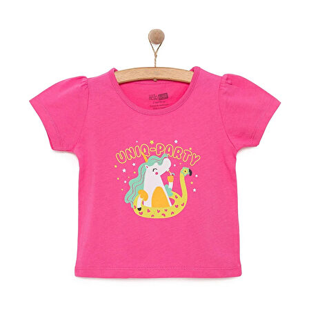 HelloBaby Basic Kız Unicorn Parti Baskılı T-Shirt Kız Bebek