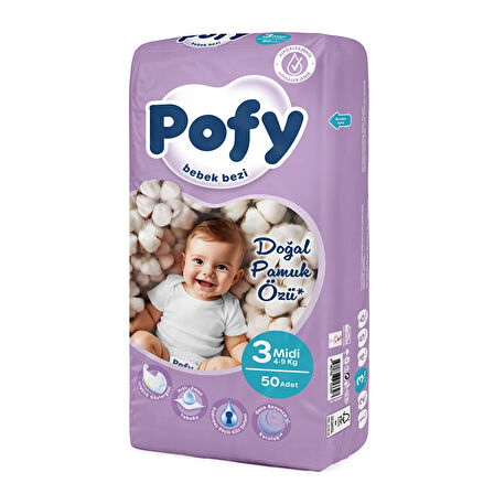Pofy Midi 3 Numara Bebek Bezi 4-9 kg 50 Adet