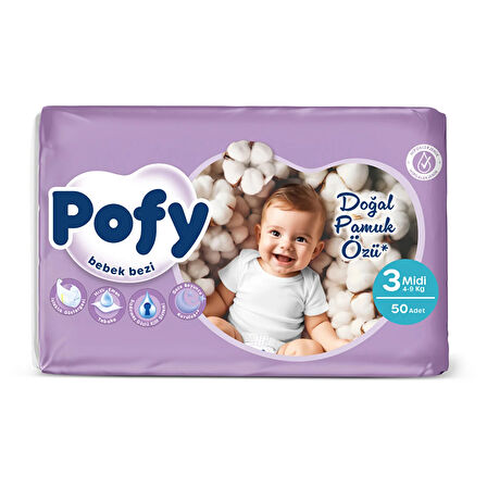 Pofy Midi 3 Numara Bebek Bezi 4-9 kg 50 Adet