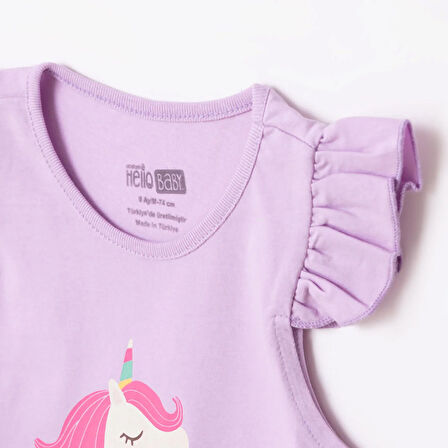 HelloBaby Kız Bebek Basic Tişört Bisiklet Yaka Atlet Kol Koyu Pembe
