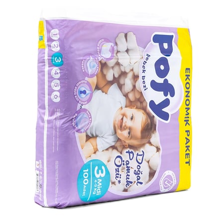 Pofy Midi 3 Numara Bebek Bezi 100 Adet