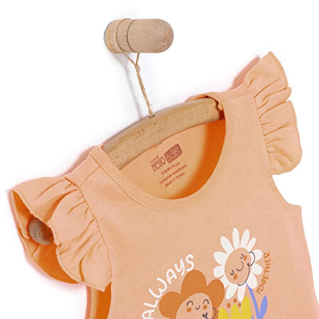 HelloBaby Basic Kız Gülen Çiçek Baskılı Atlet T-shirt Kız Bebek