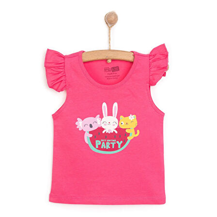 HelloBaby Basic Kız Hayvan Baskılı Atlet T-shirt Kız Bebek