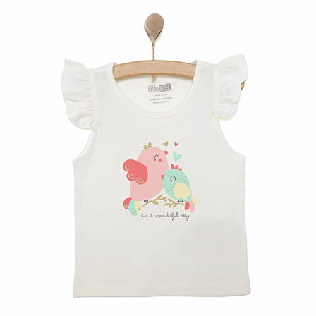 HelloBaby Basic Kız Kuş Baskılı Atlet T-shirt Kız Bebek