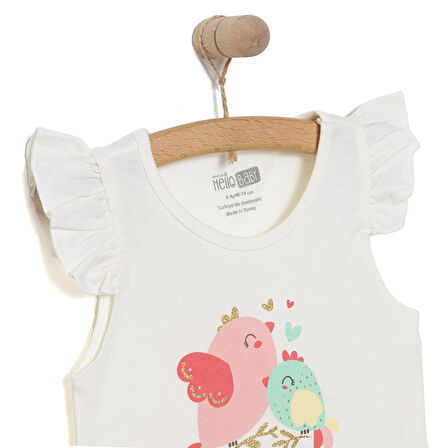 HelloBaby Basic Kız Kuş Baskılı Atlet T-shirt Kız Bebek