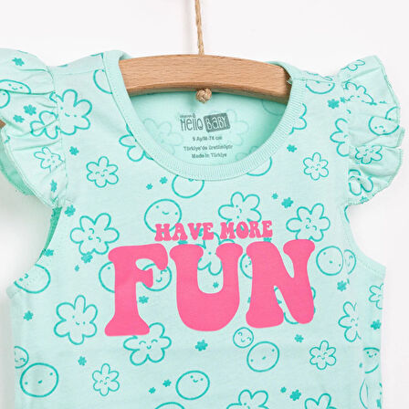 HelloBaby Basic Kız Çiçek ve Gülen Yüz Desenli Atlet T-shirt Kız Bebek