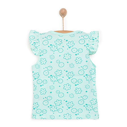 HelloBaby Basic Kız Çiçek ve Gülen Yüz Desenli Atlet T-shirt Kız Bebek