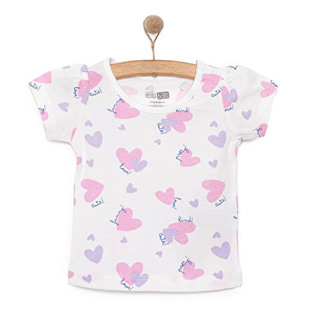 HelloBaby Basic Kız Kalp Desenli T-Shirt Kız Bebek