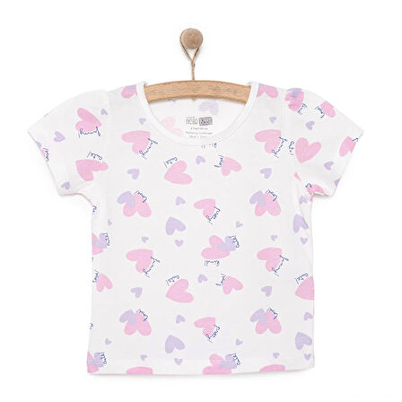 HelloBaby Basic Kız Kalp Desenli T-Shirt Kız Bebek