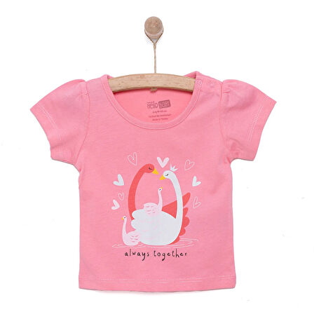 HelloBaby Basic Kız Kuğu Baskılı T-Shirt Kız Bebek