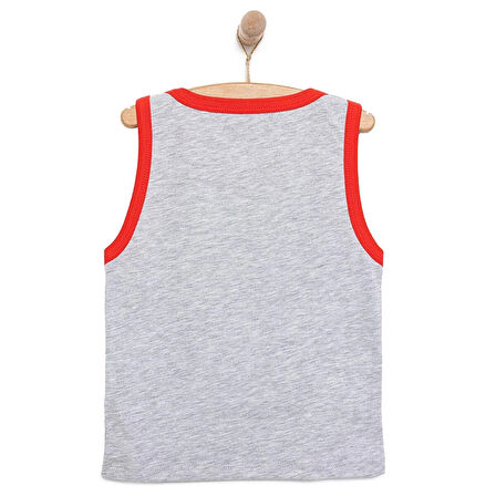 HelloBaby Erkek Bebek Basic Tişört Canavar Desenli Bisiklet Yaka Atlet Kol Gri Melanj