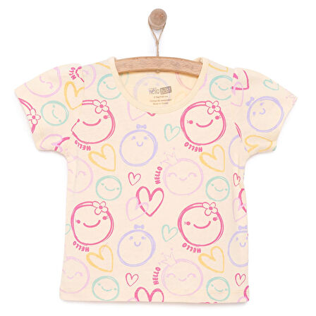 HelloBaby Basic Kız Gülen Yüz Desenli T-Shirt Kız Bebek