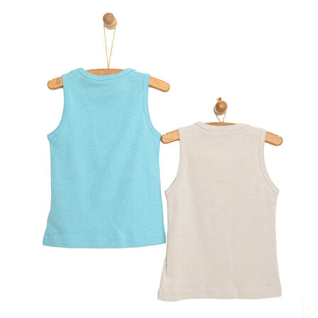 HelloBaby Erkek Bebek 2li Atlet Bisiklet Yaka Açık Gri