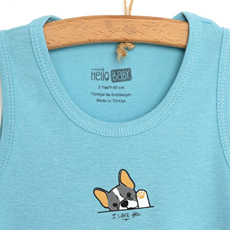 HelloBaby Erkek Bebek 2li Atlet Bisiklet Yaka Açık Gri