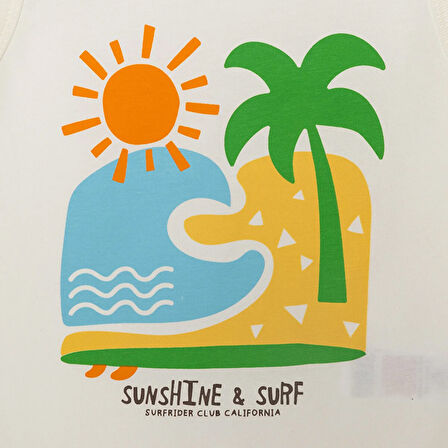 HelloBaby Basic Erkek Plaj Baskılı Atlet Tshirt Erkek Bebek