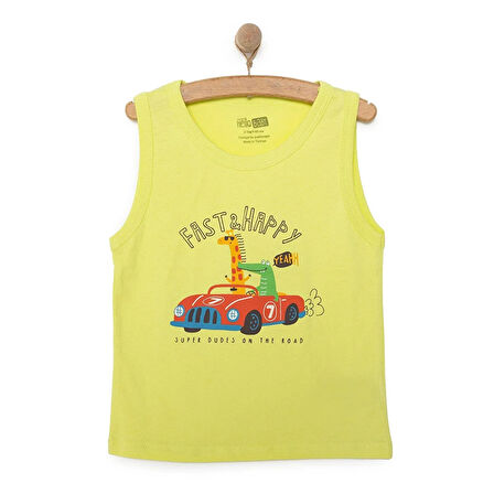 HelloBaby Basic Erkek Hayvan ve Araba Baskılı Atlet Tshirt Erkek Bebek