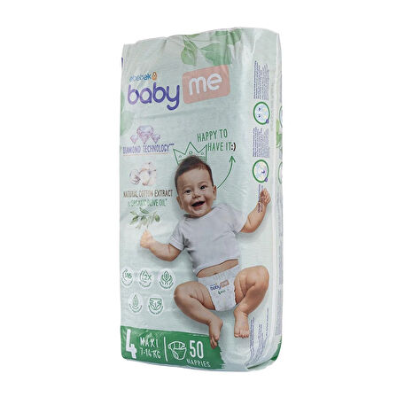 baby me Maxi 4 Numara Bebek Bezi 7-14 kg 50 Adet