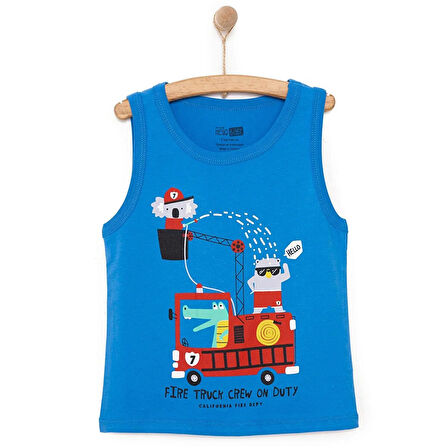 HelloBaby Basic Erkek Hayvan İtfaiye Baskılı Atlet Tshirt Erkek Bebek