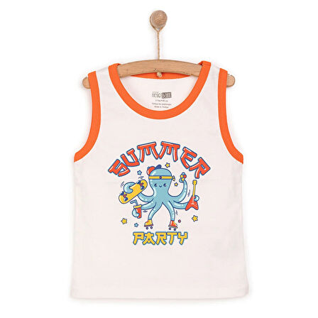 HelloBaby Basic Erkek Ahtapot Baskılı Atlet Tshirt Erkek Bebek