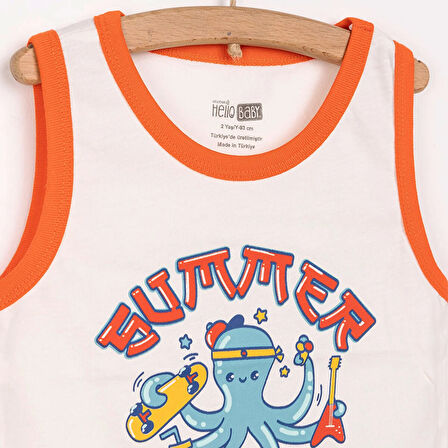 HelloBaby Basic Erkek Ahtapot Baskılı Atlet Tshirt Erkek Bebek