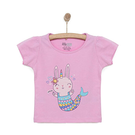 HelloBaby Basic Kız Deniz Kızı Unicorn Baskılı T-Shirt Kız Bebek