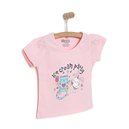 HelloBaby Basic Kız Dondurma Partisi Baskılı T-Shirt Kız Bebek