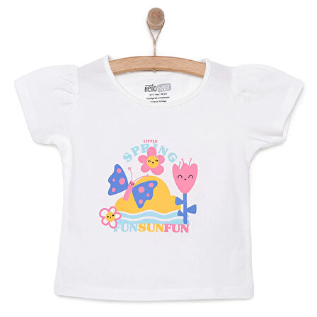 HelloBaby Basic Kız Kelebek Baskılı T-Shirt Kız Bebek