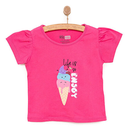 HelloBaby Basic Kız Eğlenceli Dondurma Baskılı T-Shirt Kız Bebek