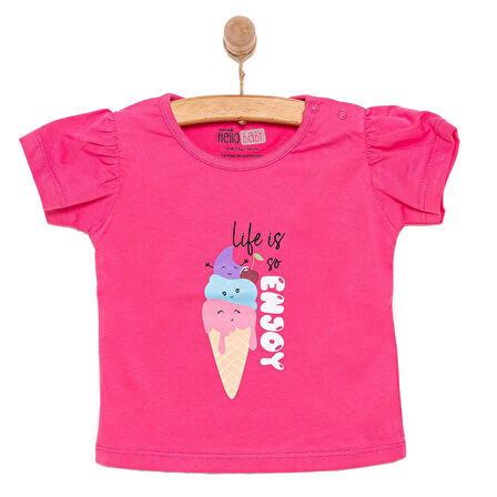 HelloBaby Basic Kız Eğlenceli Dondurma Baskılı T-Shirt Kız Bebek