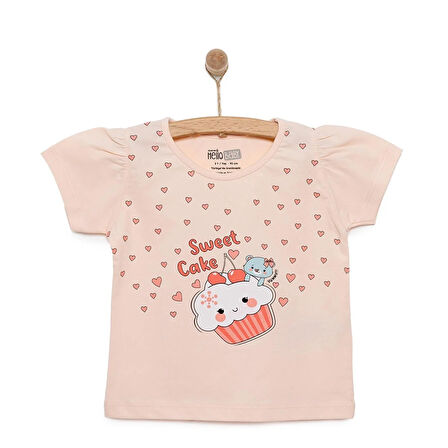 HelloBaby Basic Kız Tatlı Kek Baskılı T-Shirt Kız Bebek