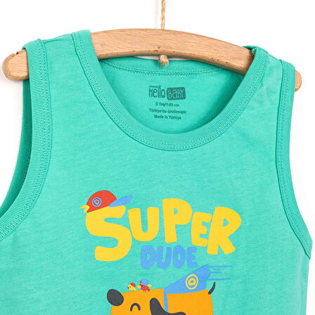 HelloBaby Basic Erkek Süper Köpek Baskılı Atlet Tshirt Erkek Bebek